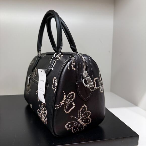 Coach Rowan Satchel Bag With Butterfly Print CCK88 Black - Picture 6 of 12